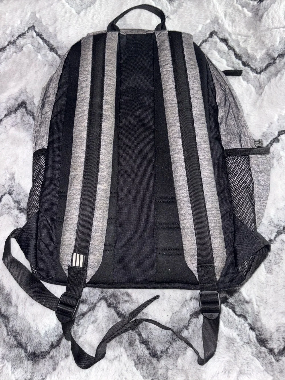 adidas Heather Gray Backpack with Black Stripes